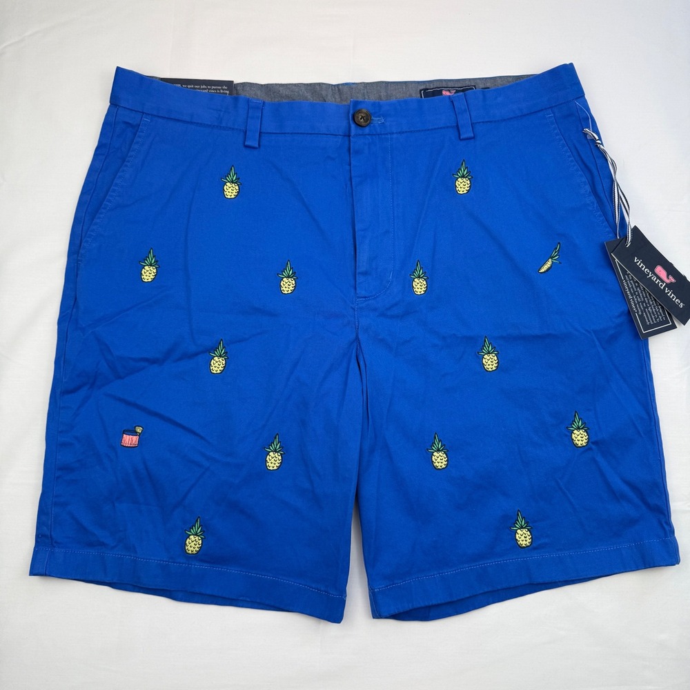 Vineyard Vines Breaker Shorts Mens 36 Blue Pineapple Regatta Preppy Nautical NWT